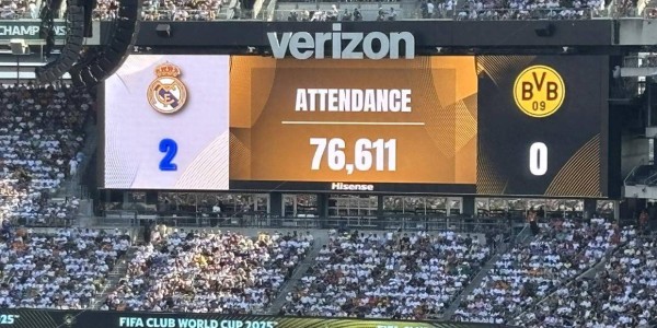 欧洲第1豪门排面 皇马世俱杯现场观众数全部超6万 其中2场超7万